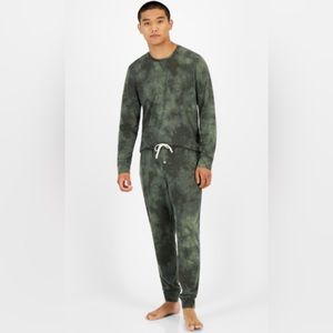 SUN + STONE Men's Tie Dye Green Knit Pajama Pants Deep Deths Sz Small